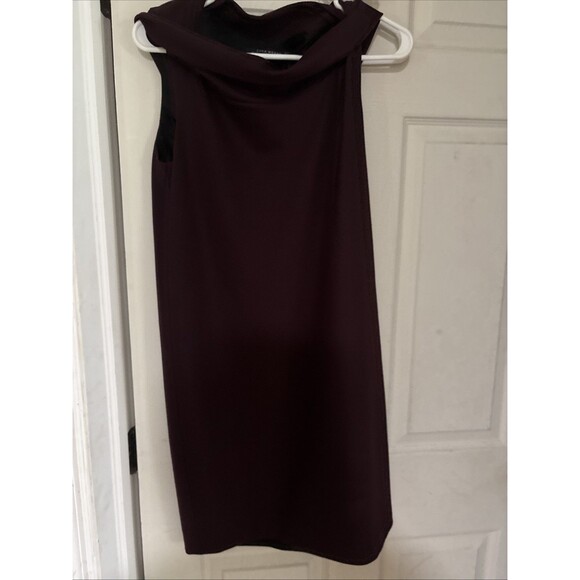 Zara Cowl Neck Sleeveless Dress in Burgundy Small Great For Office Or Going Out - Picture 1 of 5